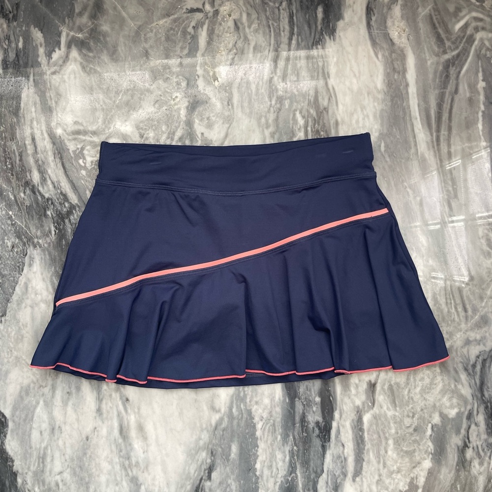 Sofibella Navy Blue Tennis Skirt Skort with Orange Trim